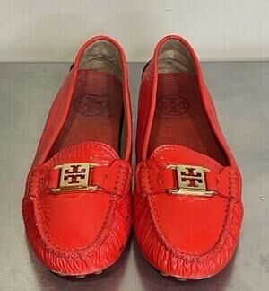 Tory Burch Kendrick Red Leather Driving Loafers Shoes Womens Size 7 M